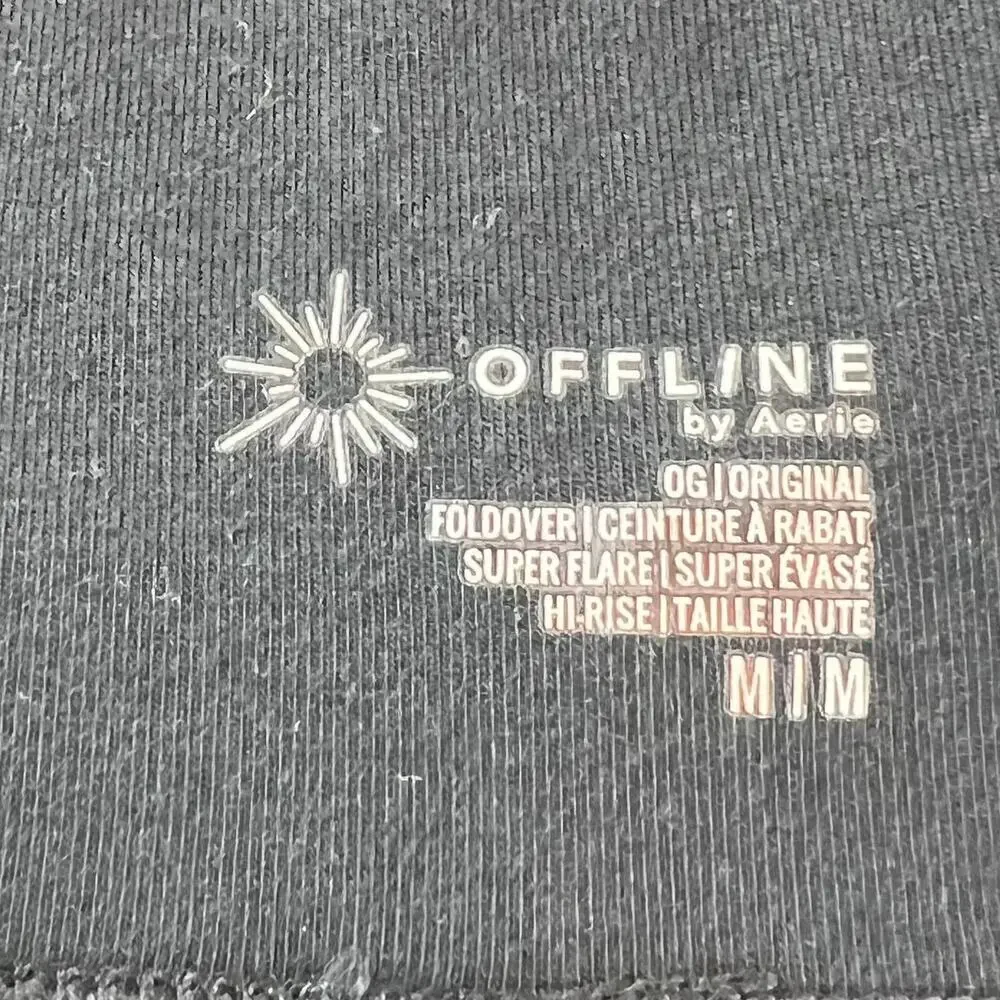 NWT Offline by Aerie Black OG Foldover Super Flare High Rise Yoga Pants Medium